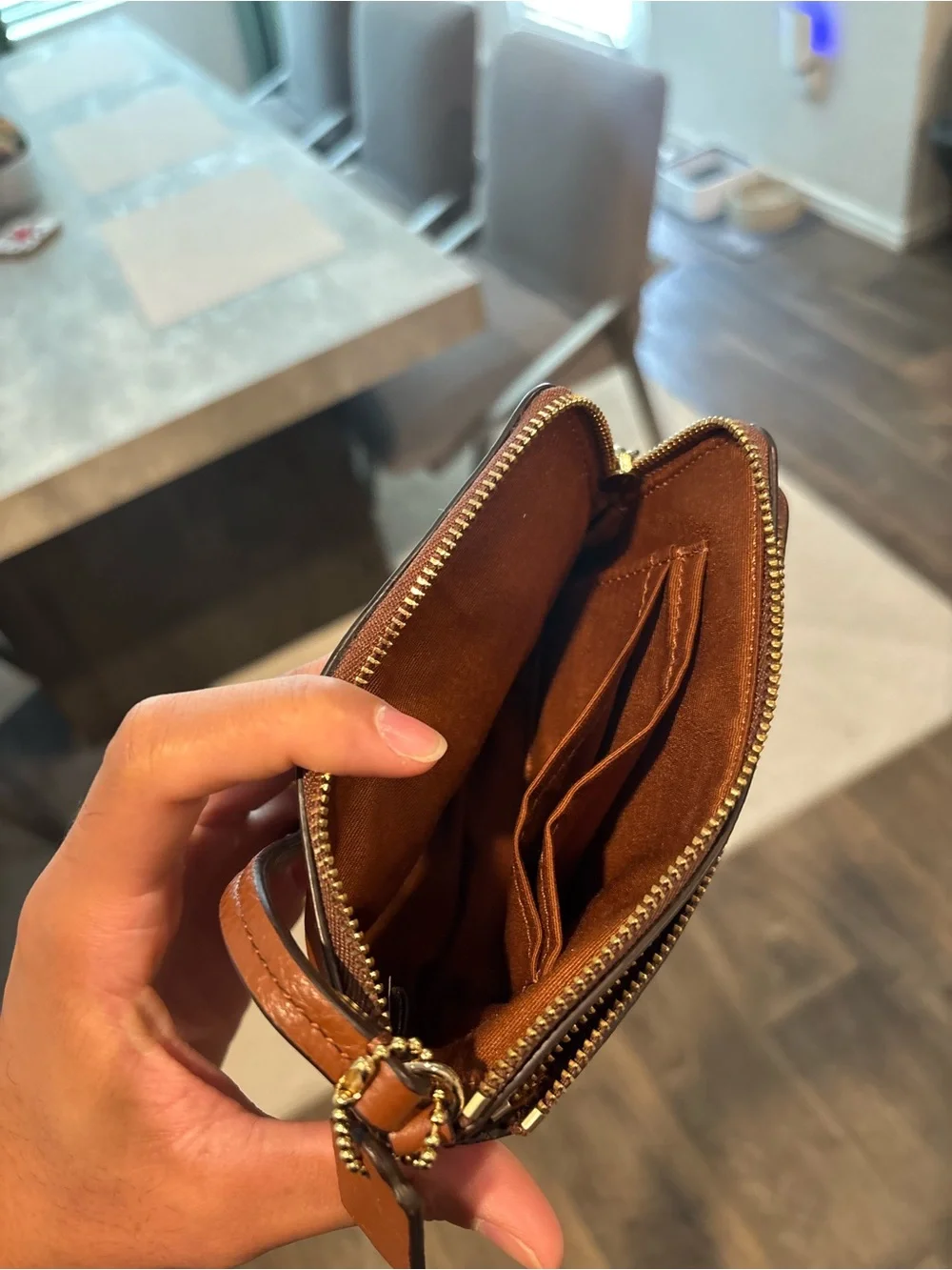 Coach Leather Wristlet Brown Leather Pebbled Wallet - Picture 4 of 5